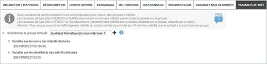 Plateforme Dolist-V8 : les intérêts déclarés sont désormais des variables de personnalisation