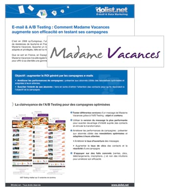 E-mail & A/B Testing : le cas Madame Vacances