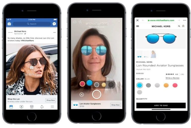 Exemple d'une publicité en réalité augmentée dans le feed Facebook