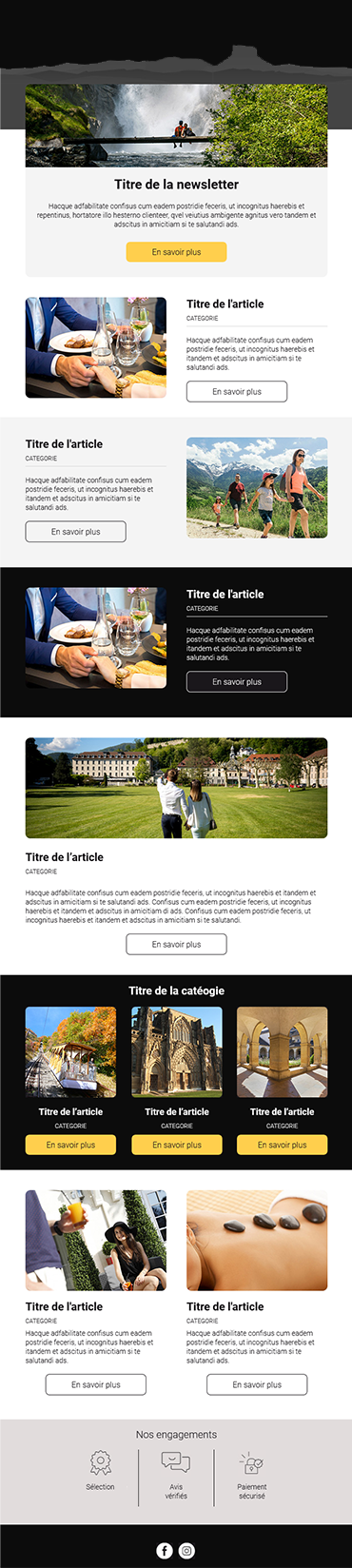 Exemple d'un emailing d'un de nos clients du secteur touristique