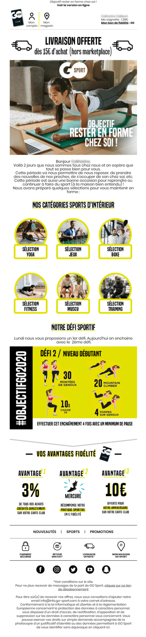 Go Sport Email du 19/03/2020