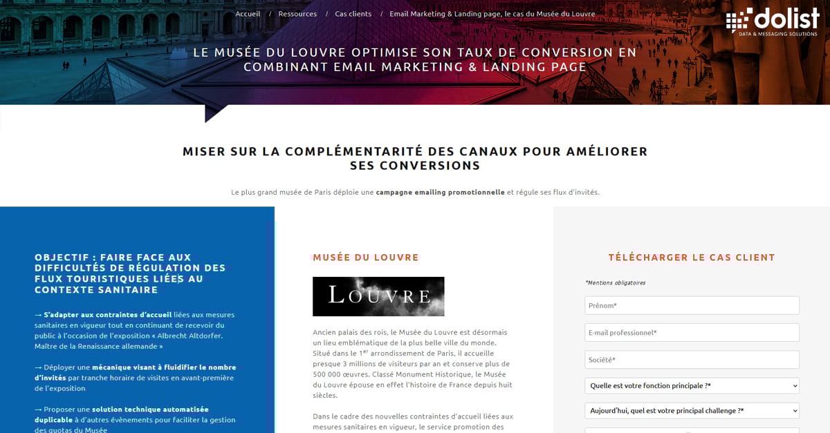 Email Marketing & Landing page, le cas du Musée du Louvre