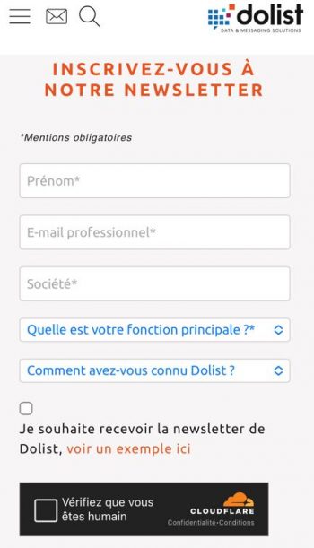 encart d'inscription à la newsletter dolist