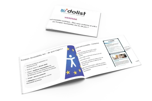 Mockup pour illustrer le support de Conférence Email & Accessibilité numérique : Êtes-vous conforme et prêt.e pour l’European Accessibility Act du 28 juin ?