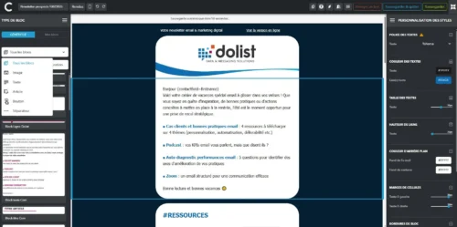 Création d'une newsletter dans la plateforme email Campaign
