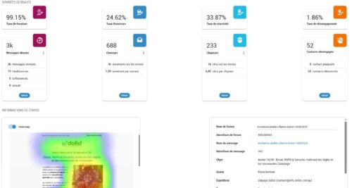 Extrait des statistiques d'un envoi depuis la plateforme email Campaign