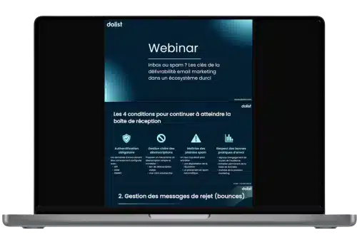 Mockup du support de conférence Inbox ou spam ? Les clés de la délivrabilité email marketing dans un écosystème durci
